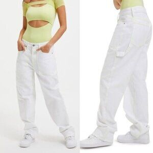 Good American NWT Good '90s High Waist Carpenter Jeans Size 26 Baggy White